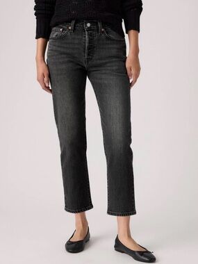 Levi’s 501 Straight Leg Jeans Black Wash Cropped W31 L26 High Rise